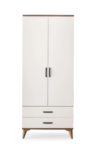 Kumsal 2 Kapılı 2 Çekmeceli Gardrop Elbise Dolabı 80x48x195cm - 3