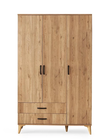 Kumsal 3 Kapılı 2 Çekmeceli Gardrop Elbise Dolabı 120x48x195cm - 7