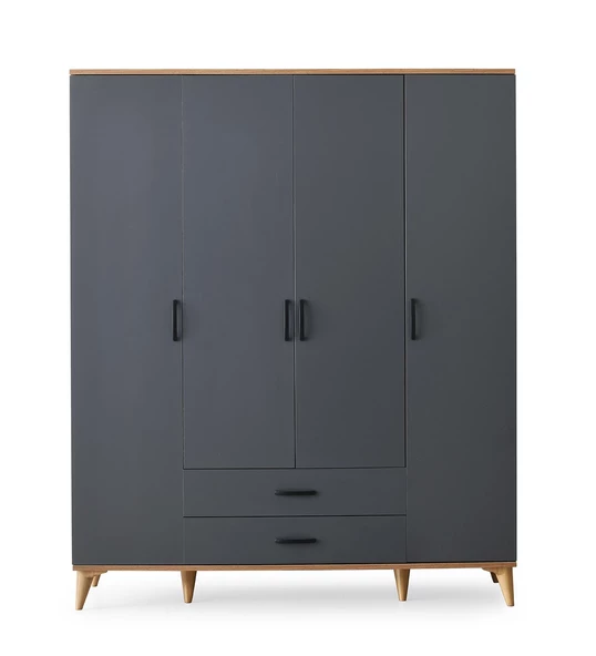 Kumsal 4 Kapılı 2 Çekmeceli Gardrop Elbise Dolabı 160x48x195cm - 7
