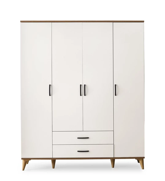 Kumsal 4 Kapılı 2 Çekmeceli Gardrop Elbise Dolabı 160x48x195cm - 3