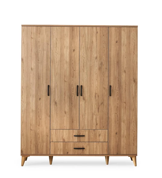Kumsal 4 Kapılı 2 Çekmeceli Gardrop Elbise Dolabı 160x48x195cm - 5