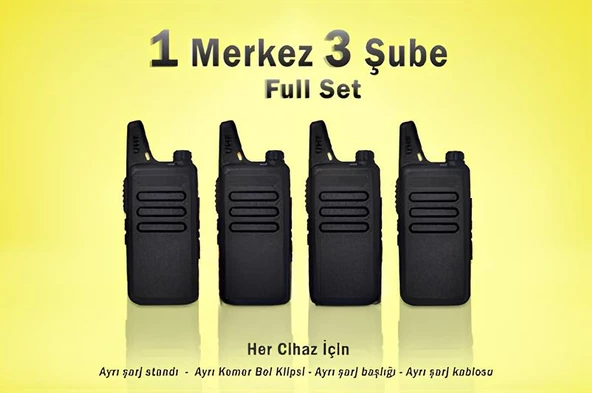 Çaycı Telsizi 1 Merkez 3 Şube Kulaklık Hediyeli Full Set ürün görseli