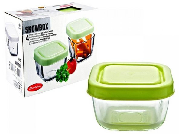 Paşabahçe 53223 snowbox 4 lü cam saklama kabı 275cc yeşil