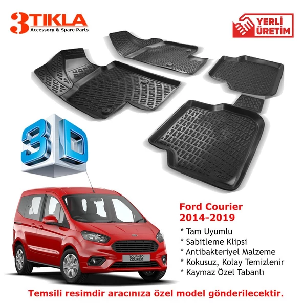 Courier 2014-2019 Premium 3D Havuzlu Paspas Seti