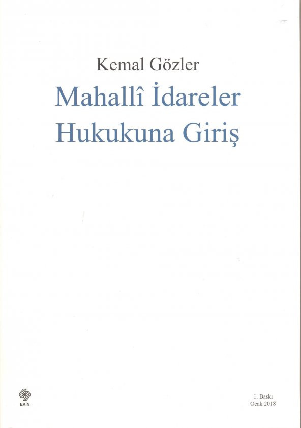Mahalli İdareler Hukukuna Giriş Kemal Gözler