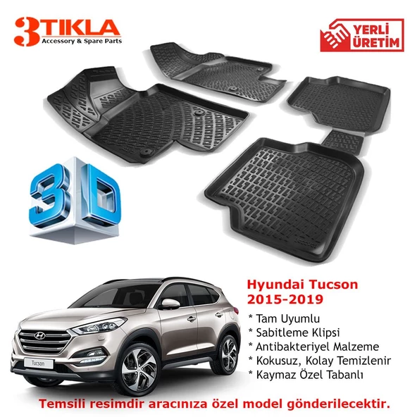 Hyundai Tucson 2015-2020 Premium 3D Havuzlu Paspas Seti