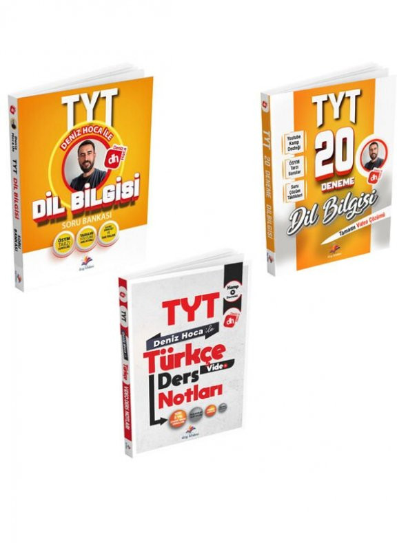 Dizgi 2024 Deniz Hoca TYT Dil Bilgisi Soru + 20 Deneme + Türkçe Video Ders Notları Seti - 2