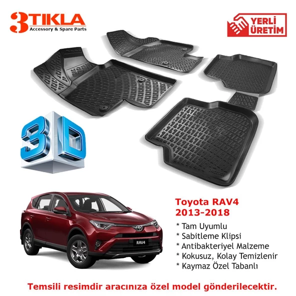 Toyota RAV4 2013-2018 Premium 3D Havuzlu Paspas Seti