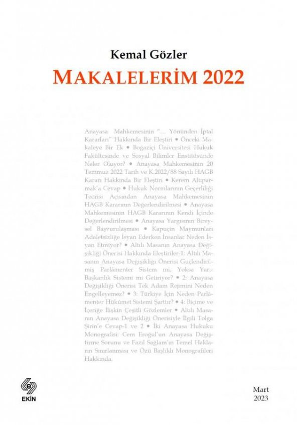 Makalelerim 2022 Kemal Gözler