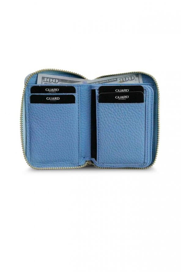 Guard Fermuarlı Turkuaz Hakiki Deri Mini Erkek Cüzdan P796 - 2