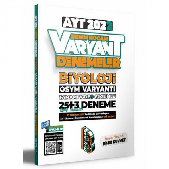 2022 AYT Biyoloji Tamamı Video Çözümlü Varyant 25+3 Deneme Sınavı Benim Hocam Yayınları - 2