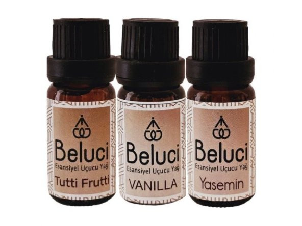 Tutti Furutti + Vanilya + Yasemin (Oda Kokusu Aroma Terapi Buhurdanlık/Difüzör Yağı) Set 3 Adet x 10 ml