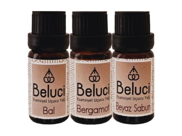 Bal + Bergamot + Beyaz Sabun (Oda Kokusu Aroma Terapi Buhurdanlık/Difüzör Yağı) Set 3 Adet x 10 ml