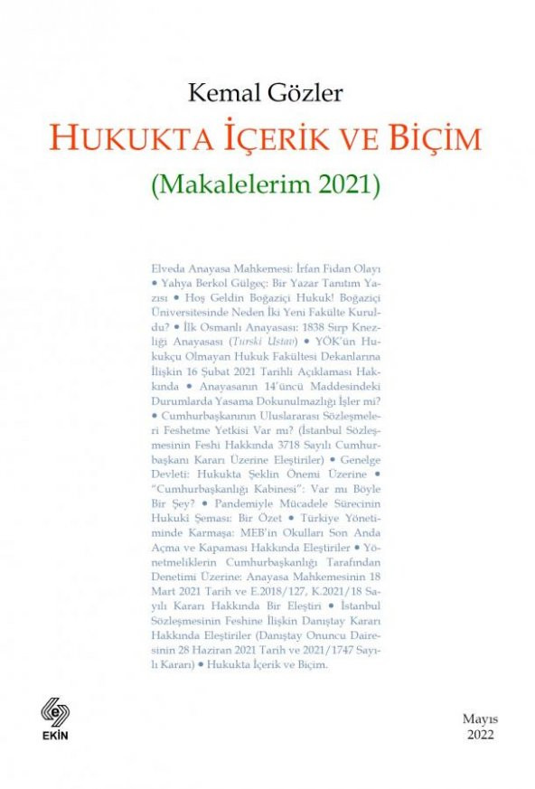 Hukukta İçerik ve Biçim ( Makalelerim 2021 ) Kemal Gözler ürün görseli 1