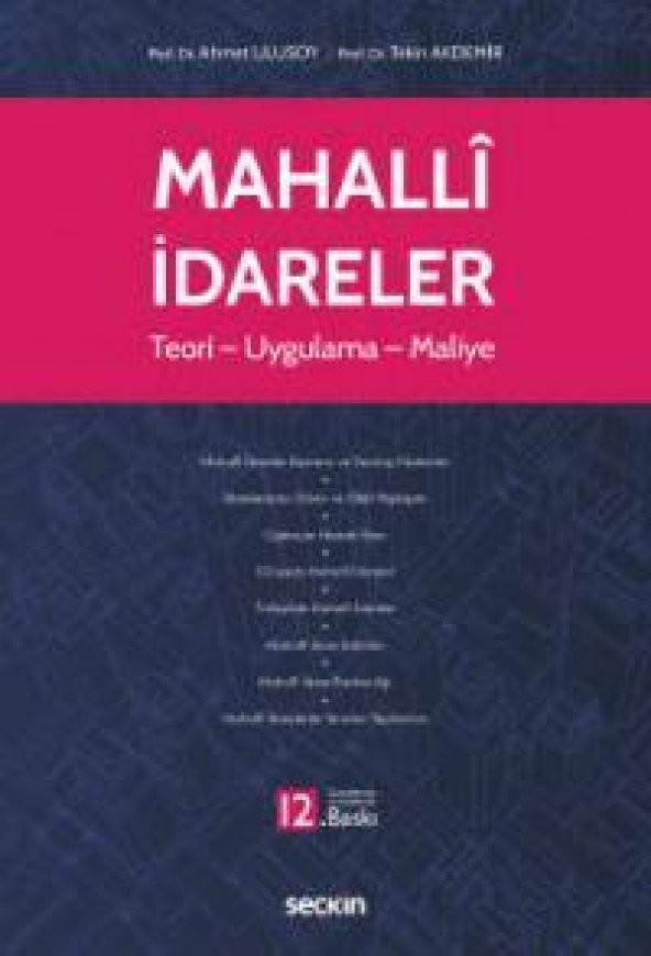 Mahalli İdareler
 Teori – Uygulama – Maliye