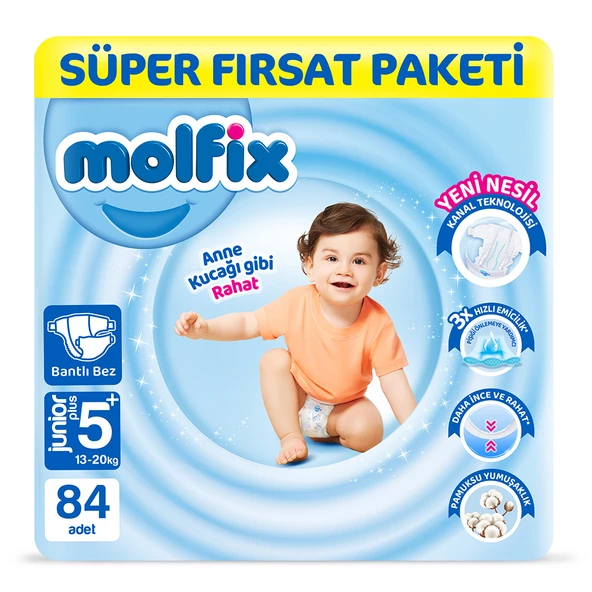 Molfix Bebek Bezi 5+ Beden Junior Plus Süper Fırsat Paketi 84 Adet