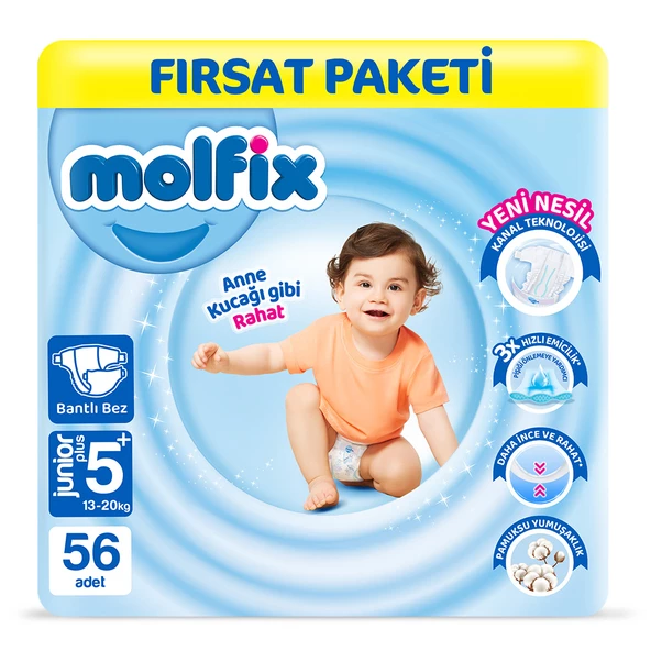 Molfix Bebek Bezi 5+ Beden Junior Plus Fırsat Paketi 56 Adet