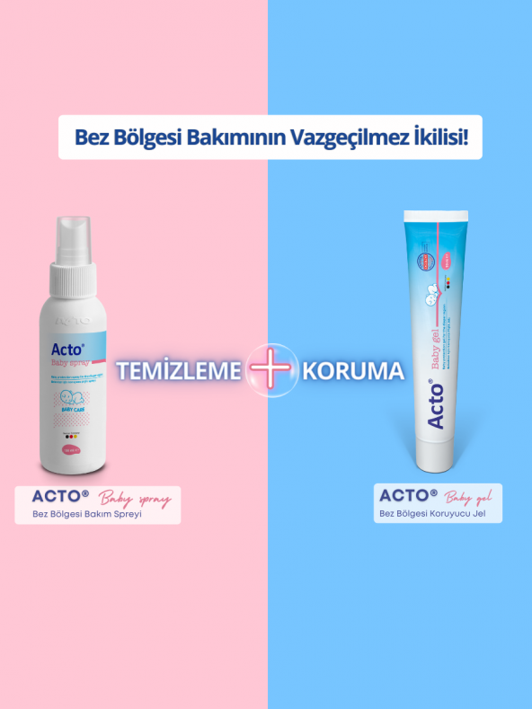 ACTO BABY SPRAY 100 ml  Bebekler için Koruyucu Pişik Spreyi  Bez Bölgesi Bakım Spreyi - 4