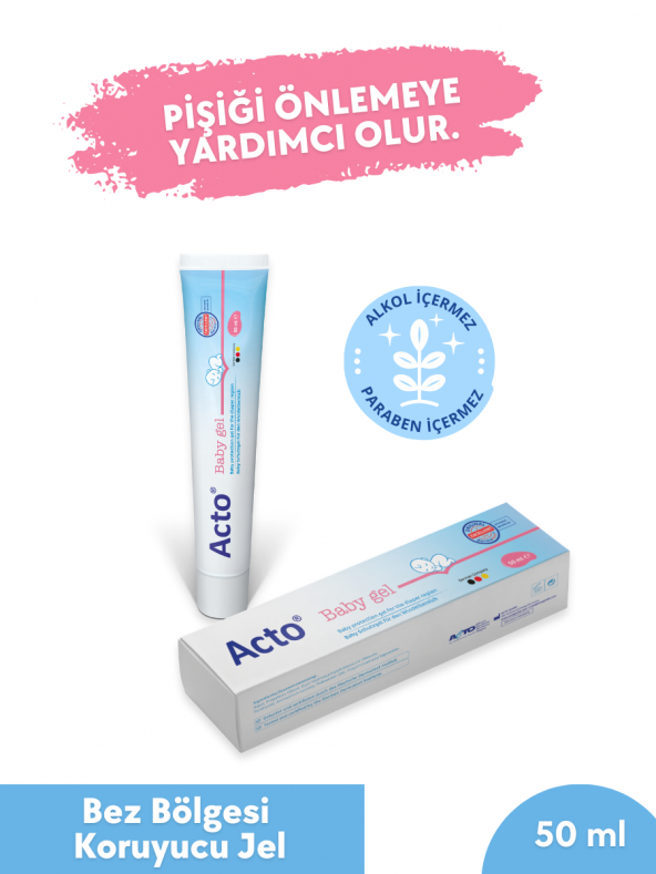 ACTO BABY GEL 50 ml  Bebekler için Koruyucu Pişik Jeli  Bez Bölgesi Bakım Jeli