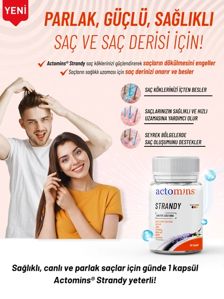ACTOMINS® STRANDY | PARLAK, GÜÇLÜ, SAĞLIKLI SAÇ VE SAÇ DERİSİ İÇİN TAKVİYE EDİCİ GIDA - 2