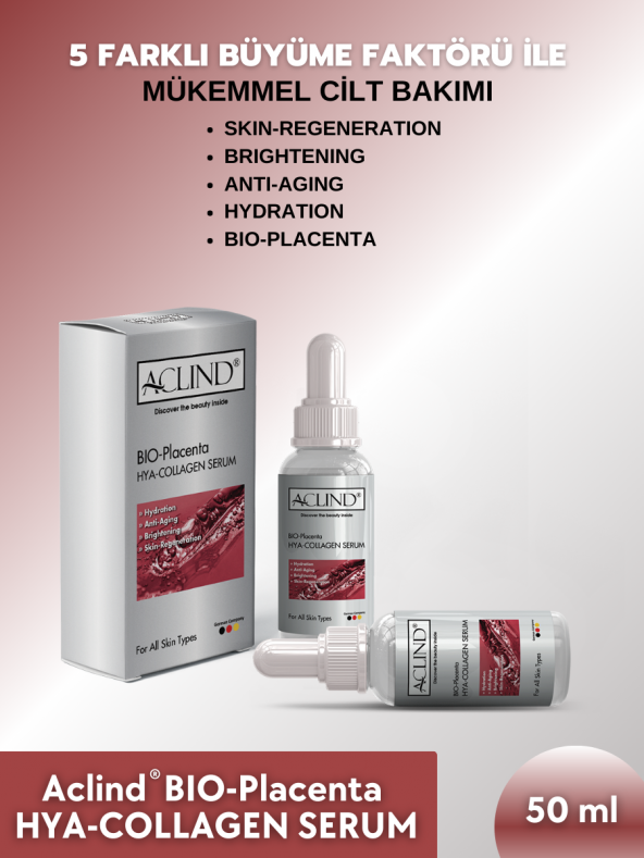 Aclind® BIO-Placenta Cildi Yeniler ve Sıkılaştırır HYA-COLLAGEN SERUM 50 Ml Made In Germany