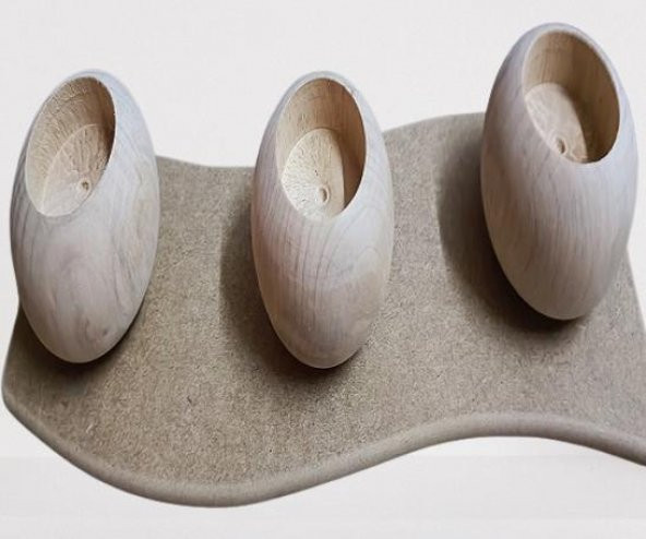 Hobi Adn 90043 Dekoratif Mumluk Ahşap MDF HAM CNC Kesim 3lü El Yapım