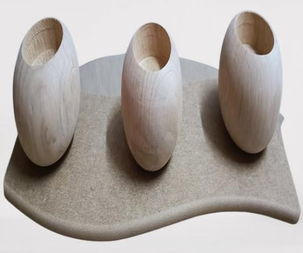 Hobi Adn 90043 Dekoratif Mumluk Ahşap MDF HAM CNC Kesim 3lü El Yapım - 3