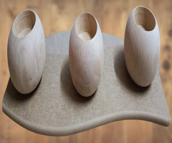 Hobi Adn 90043 Dekoratif Mumluk Ahşap MDF HAM CNC Kesim 3lü El Yapım - 4