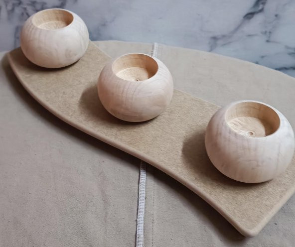 Hobi Adn 90043 Dekoratif Mumluk Ahşap MDF HAM CNC Kesim 3lü El Yapım - 9