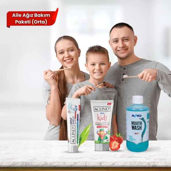 Aclind Aile Ağız Bakım Paketi - Orta (DENT SHIELD 100 ml + Dent Kids 15 ml + MOUTHWASH 500 ml ) - 4