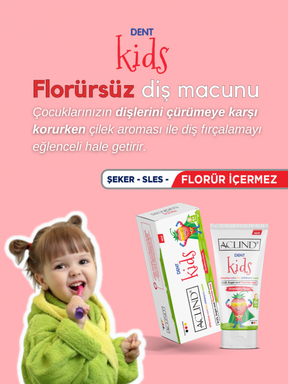 Aclind Dent Kids 15 ml  Çocuklar için Florür İçermeyen Diş Macunu - 2