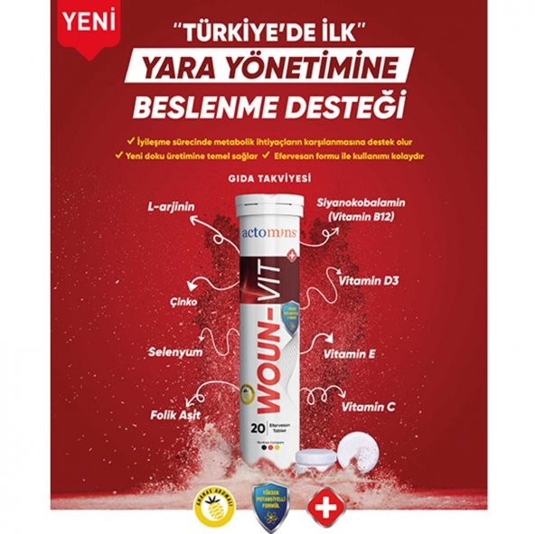 ACTOMINS WOUN-VIT  Yara Bakımında Takviye Edici Gıda  TÜRKİYEDE İLK VE TEK - 2