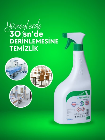 ACTOSEPT® AF 1 litre 2 adet | Kullanıma Hazır Alkollü Yüzey Dezenfektanı 30 saniyede Etkili - 2
