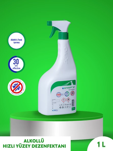 ACTOSEPT® AF 1 litre 2 adet | Kullanıma Hazır Alkollü Yüzey Dezenfektanı 30 saniyede Etkili