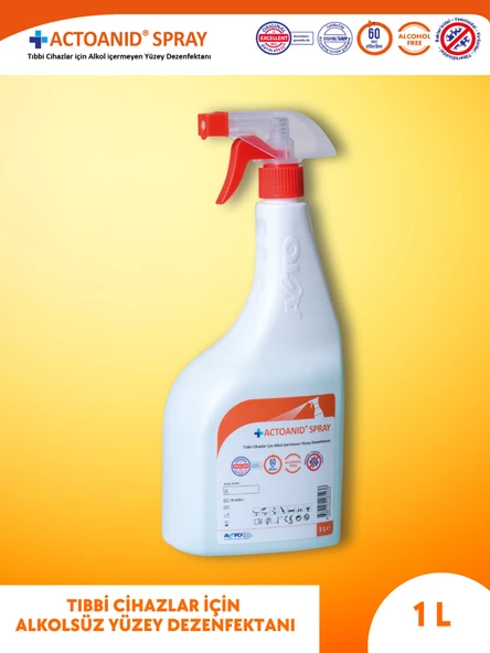 ACTOANID® SPRAY 1 litre 2 adet | Alkol İçermeyen Yüzey Dezenfektanı