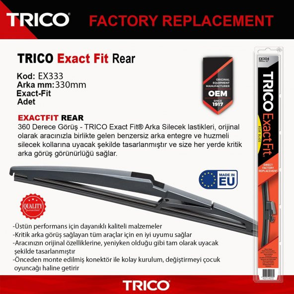 Trico EXACTFIT Arka Tek Silecek 330mm EX333 ürün görseli 1