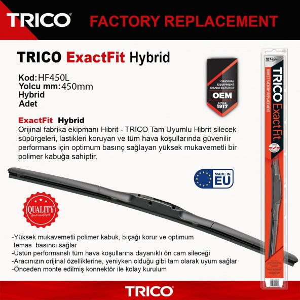 Trico EXACTFIT HYBRID Tek Silecek 450mm HF450L ürün görseli 1