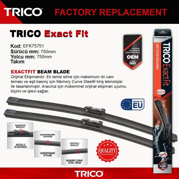 Trico EXACTFIT Takim Silecek Seti 750/750mm EFK75751