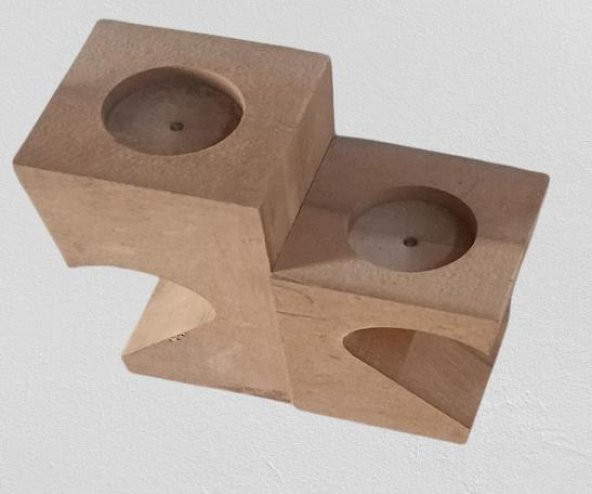 Hobi Adn 90244 Dekoratif Mumluk Kalp Şeklinde İkili Ahşap MDF HAM CNC Kesim El Yapım - 3