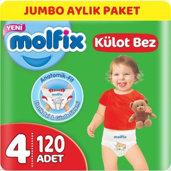 Molfix Külot Bebek Bezi Beden:4 (9-14KG) Maxi 120LI Jumbo Aylık Pk
