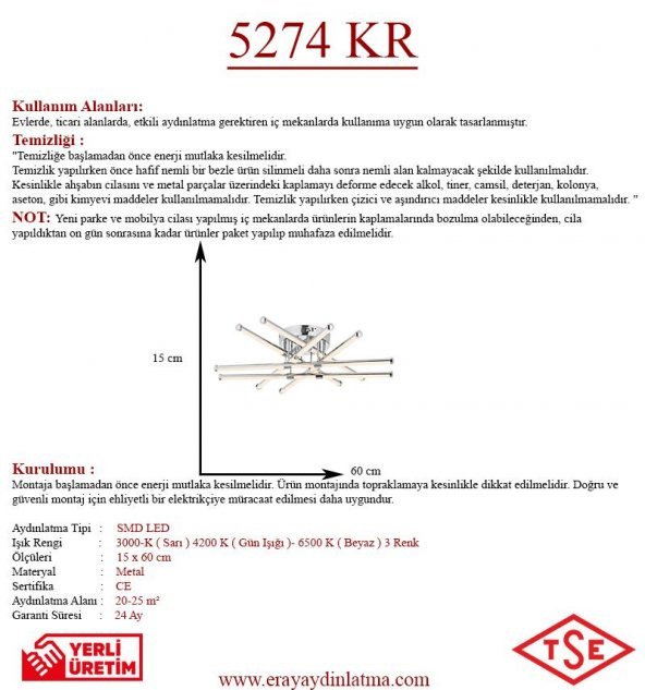 Eray Aydınlatma 5274 Krom Led Avize - 3