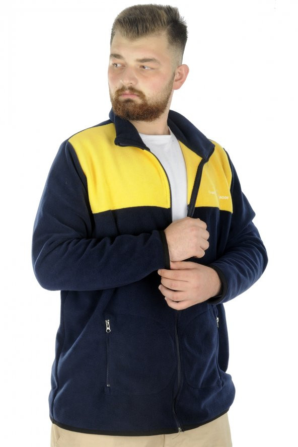 Mode XL Büyük Beden Erkek Fermuarlı Polar Hırka  22551 Lacivert - 2