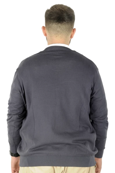 Mode XL Büyük Beden Kazak V Yaka 22206 Füme - 3