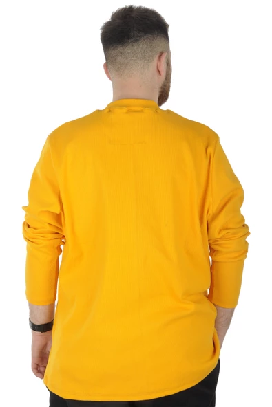 Mode XL Büyük Beden Uzun Kol Yarım Balıkçı Kazak 22558 Hardal - 3