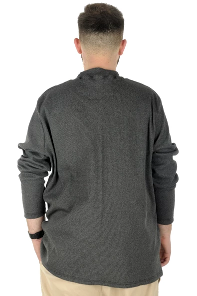 Mode XL Büyük Beden Uzun Kol Yarım Balıkçı Kazak 22558 Antrasit - 3