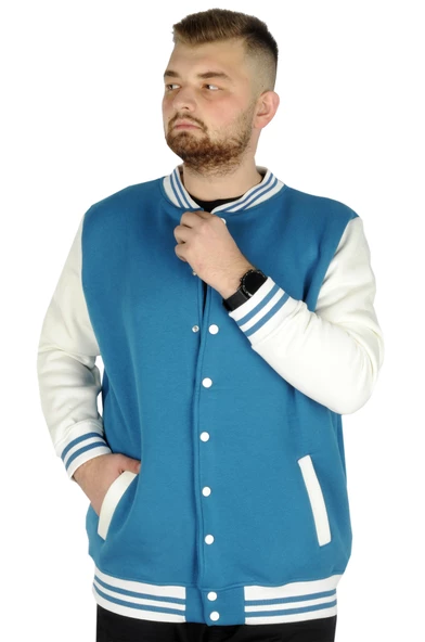 Mode XL Büyük Beden Erkek Kolej Mont Çıtçıtlı 22619 Petrol Yeşili ürün görseli