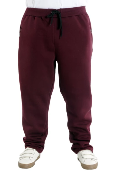 Mode XL Büyük Beden Eşofman Altı Fermuarlı Düz Paça 22507 Mürdüm ürün görseli 1