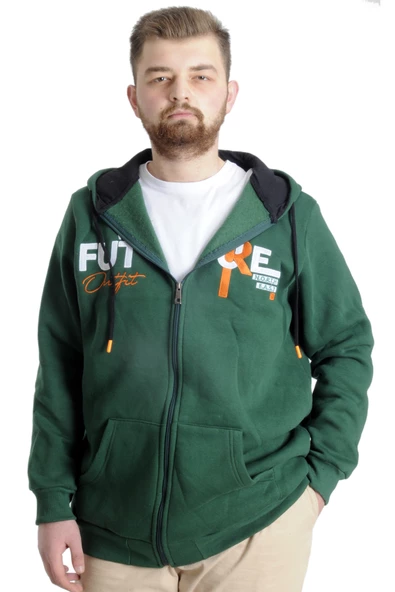 Mode XL Erkek Sweat Kapşonlu Fermuarlı Future 22535 Nefti