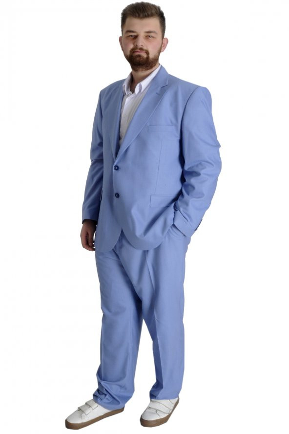 Mode XL Büyük Beden Takım Elbise Superior 21021 Mavi