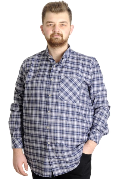 Mode XL Büyük Beden Erkek Gömlek Ekose Uzun Kollu 23300 Grimelanj ürün görseli